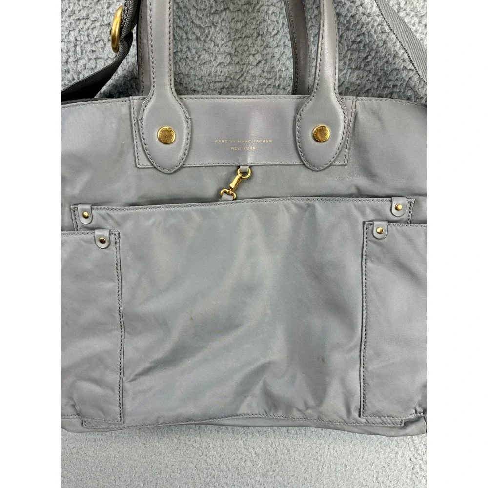Marc by Marc Jacobs Nylon Tote Bag Womens Medium Gray Crossbody Shoulder Diaper